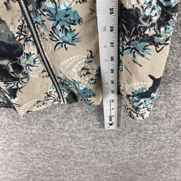 5/$45 Kensie Dress Women M Medium Beige Floral Shift Short V-Neck Full Zip - Picture 8 of 9